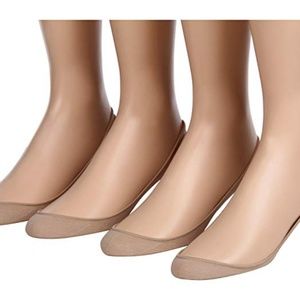 Hue 4 pairs nude cotton hidden liner socks S/M